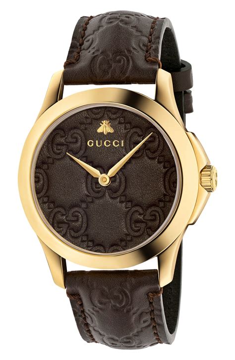 gucci brown leather strap|Gucci interchangeable watch straps.